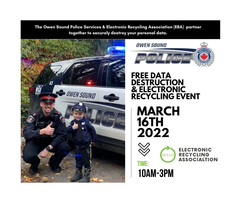 Owen Sound Police Services Host FREE Data Destruction & Recycling Event