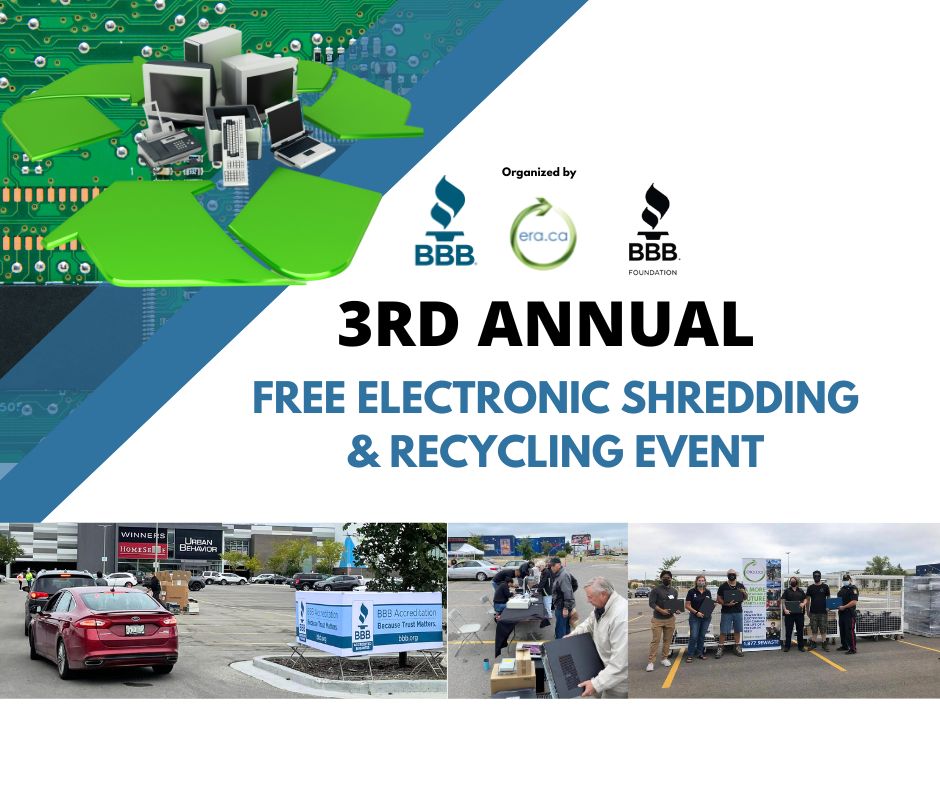 3rd Annual Free Electronic Shredding Event by ERA & BBB of Manitoba