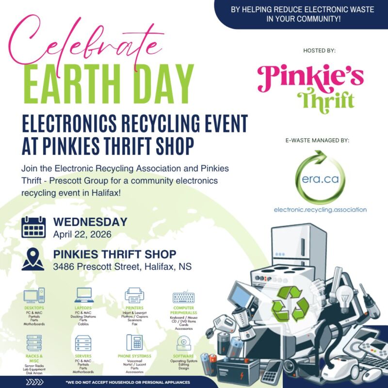 Image for the Tweet beginning: Halifax Earth Day Electronics Recycling