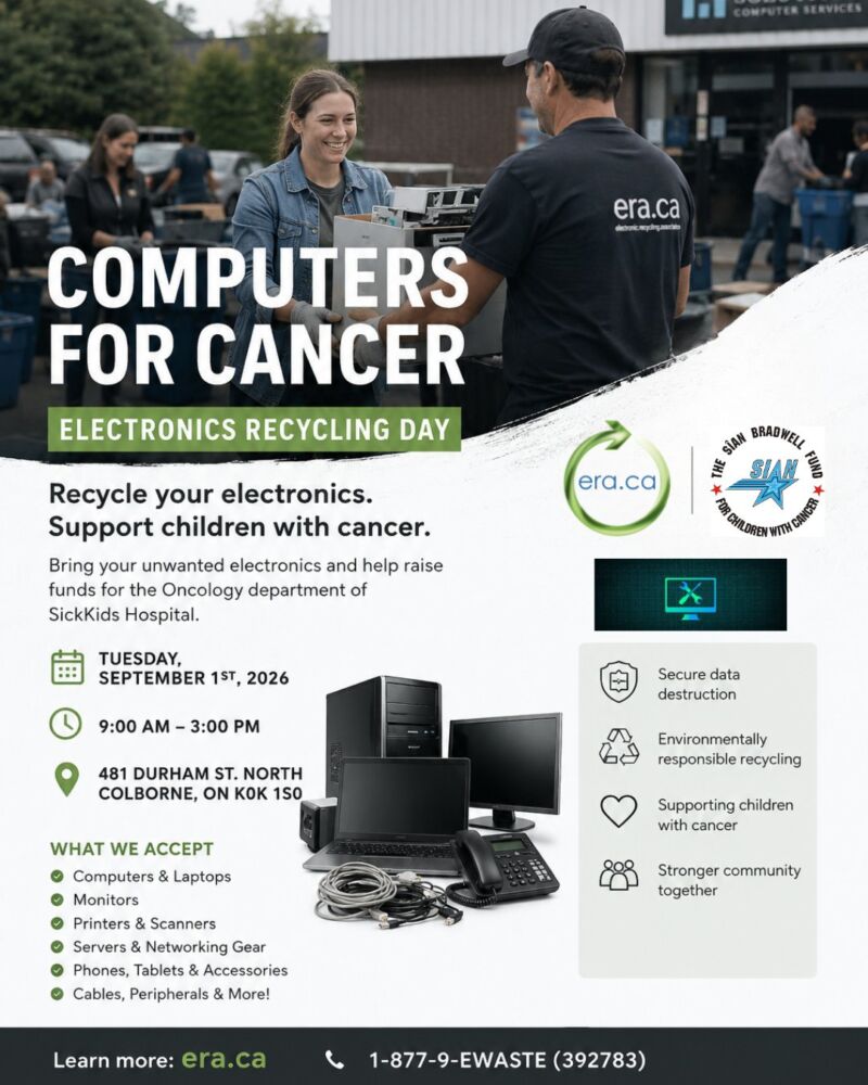 Image for the Tweet beginning: Computers for Cancer: Recycle Electronics.